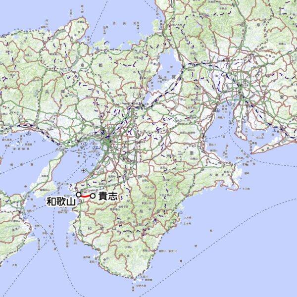 和歌山電鐵の観光列車運転区間（国土地理院の地図を元に作成）