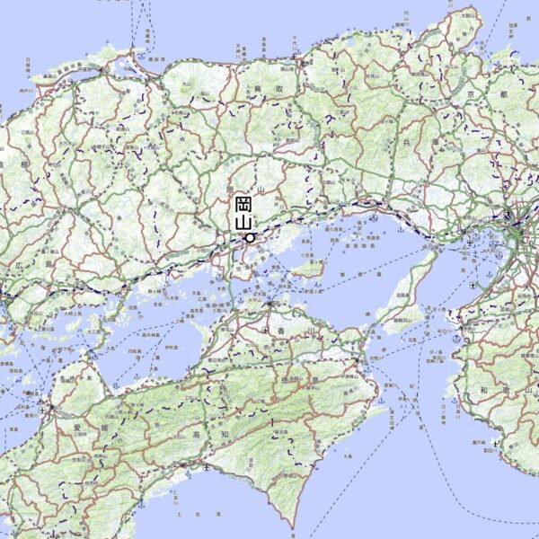 岡山電気軌道の観光列車「おかでんチャギントン」運転区間（国土地理院の地図を元に作成）