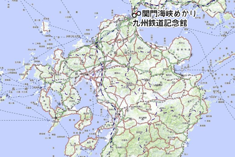 平成筑豊鉄道の観光列車「潮風号」運転区間（国土地理院の地図を元に作成）
