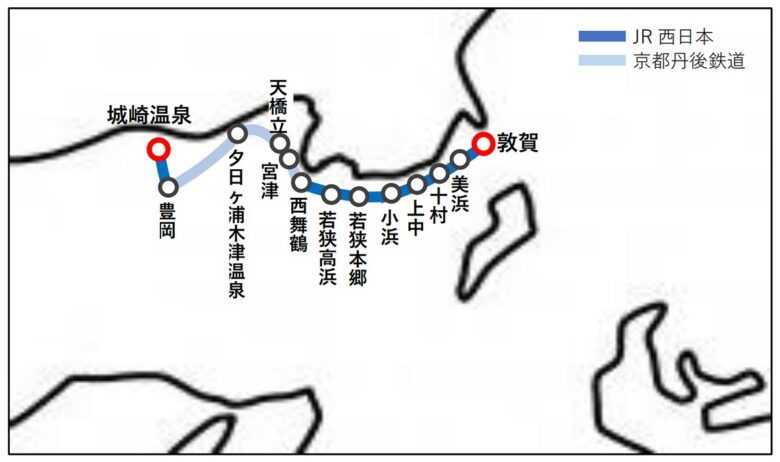 「キハ189系団体臨時列車」運転区間（画像：JR西日本）