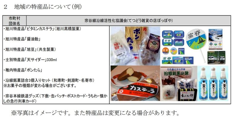 宗谷本線の車内販売品（画像：JR北海道）