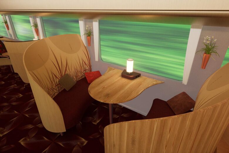 JR西日本の観光列車「はなあかり」グリーン車（画像：JR西日本）