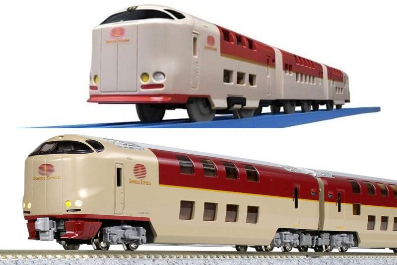 寝台列車「サンライズ出雲・瀬戸」プラレール・Nゲージ(画像:Amazon)
