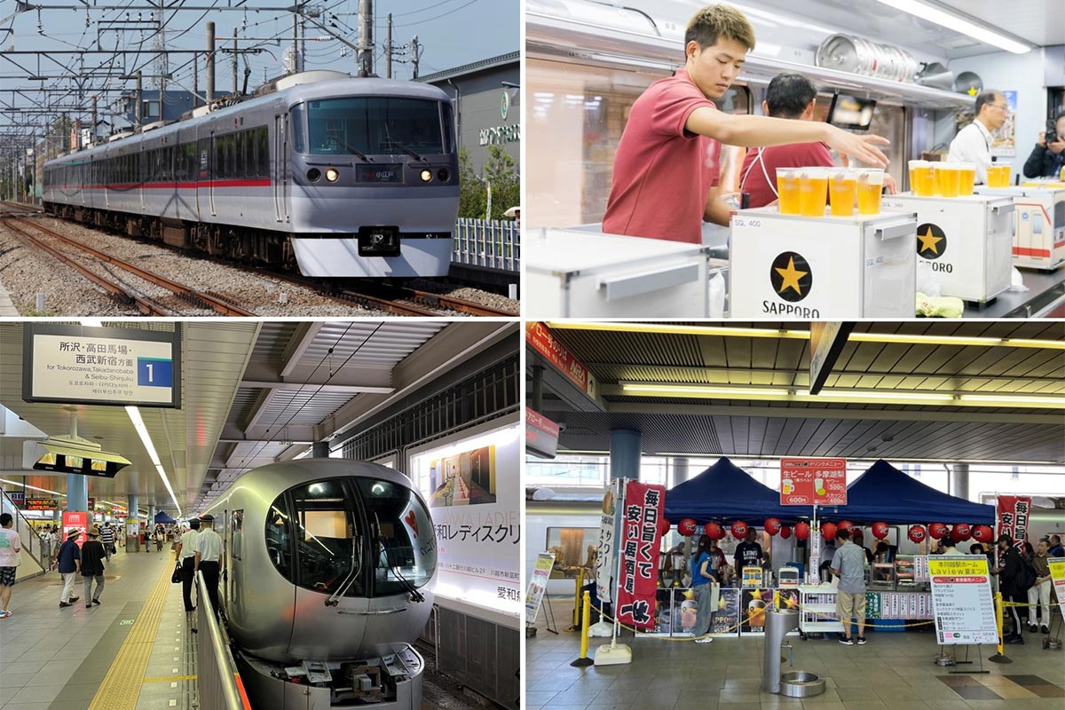 「ビール特急 レッドアロー号 ～真夏のビール旅～ ＆ 本川越駅 Laviewホーム酒場」イメージ（画像：西武鉄道）