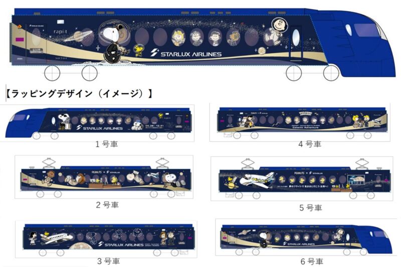 「PEANUTS x STARLUX ラッピングラピート」イメージ(画像:南海電鉄)