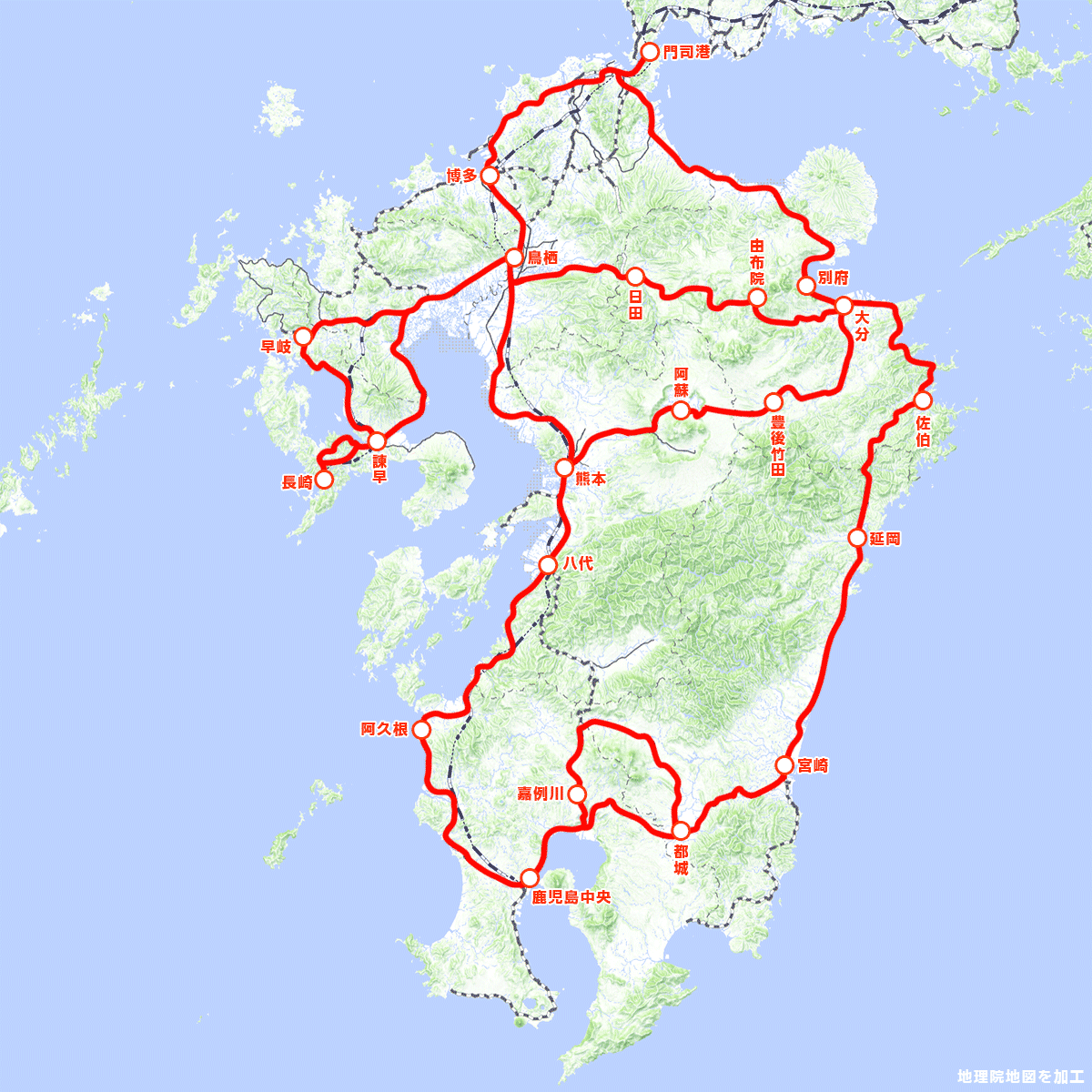JR九州の豪華寝台列車「ななつ星in九州」運行区間
