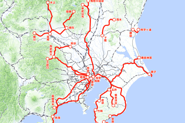 「関東の観光列車」運行区間一覧