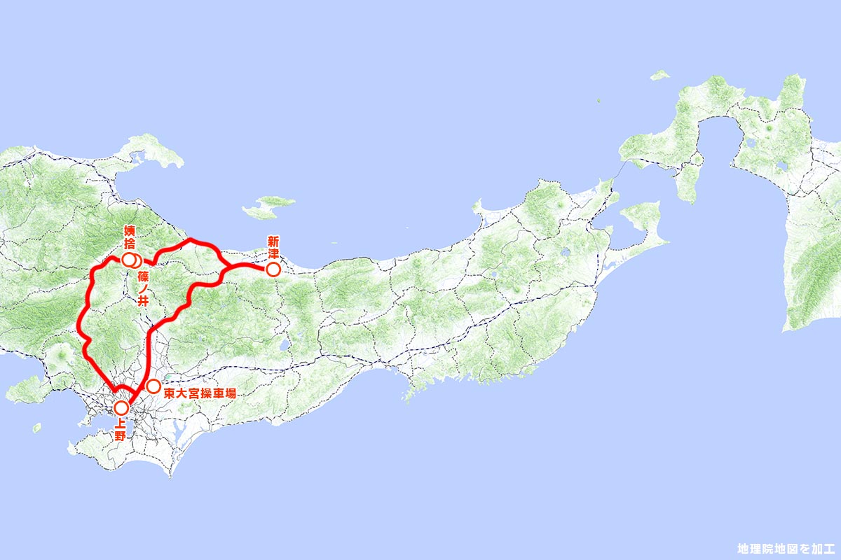 「TRAIN SUITE 四季島」1泊2日コース(長野)運行ルート